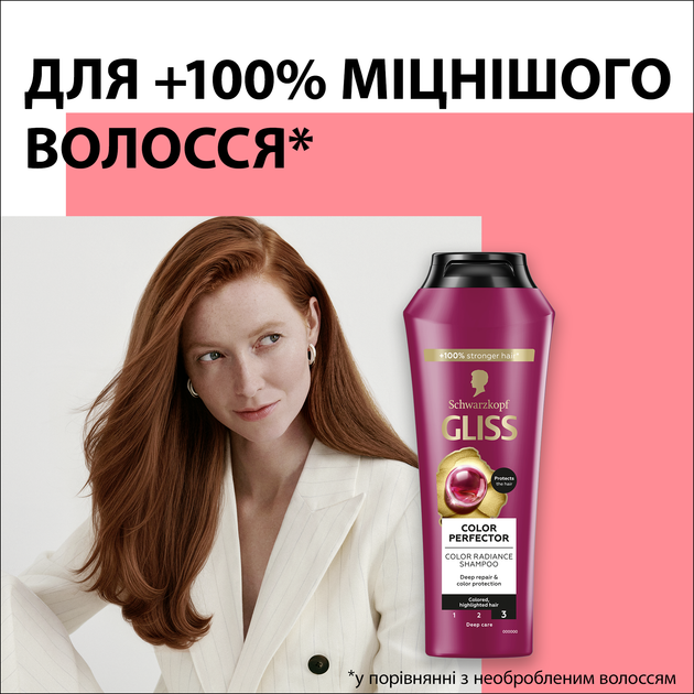 Шампунь GLISS Color Perfector для фарбованого та вибіленого волосся 400 мл (9000100549691) - Фото 2 Шампунь GLISS Color Perfector для фарбованого та вибіленого волосся 400 мл (9000100549691) - изображение 2