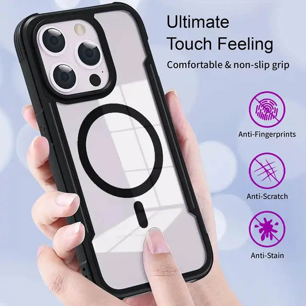 Чохол із посиленим захистом Defense Clear MagSafe для iPhone 15 Pro Black - Фото 5 Чохол із посиленим захистом Defense Clear MagSafe для iPhone 15 Pro Black - зображення 5