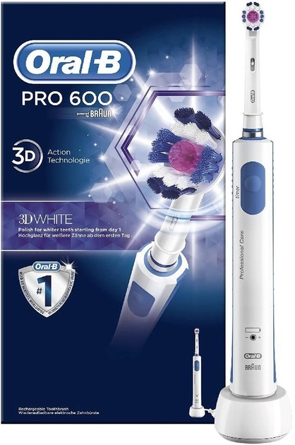 Електрична зубна щітка Oral-b Braun Pro 600 3D White (4210201077732) - зображення 1