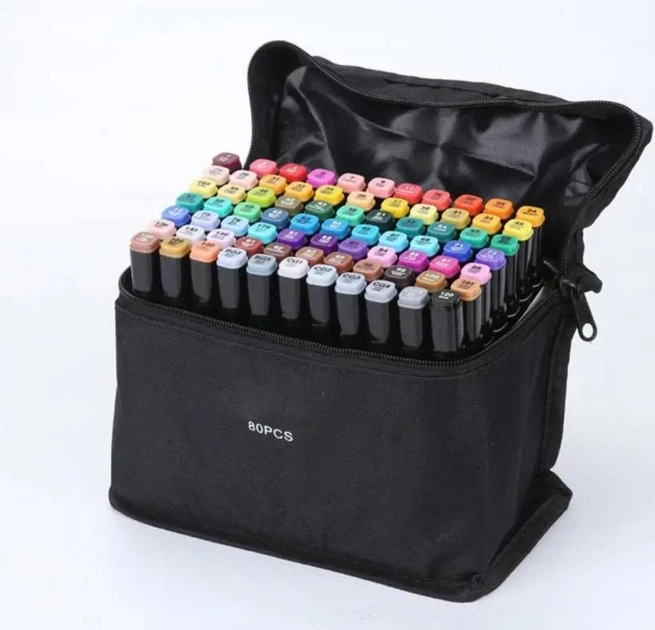 Набор двусторонних скетч маркеров Sketchmarker Touch 80 шт на спиртовой основе в чехле - изображение 1