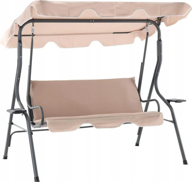 Качели садовые трехместные GardenLine KRE0735 бежевые 170x110x153 см ...
