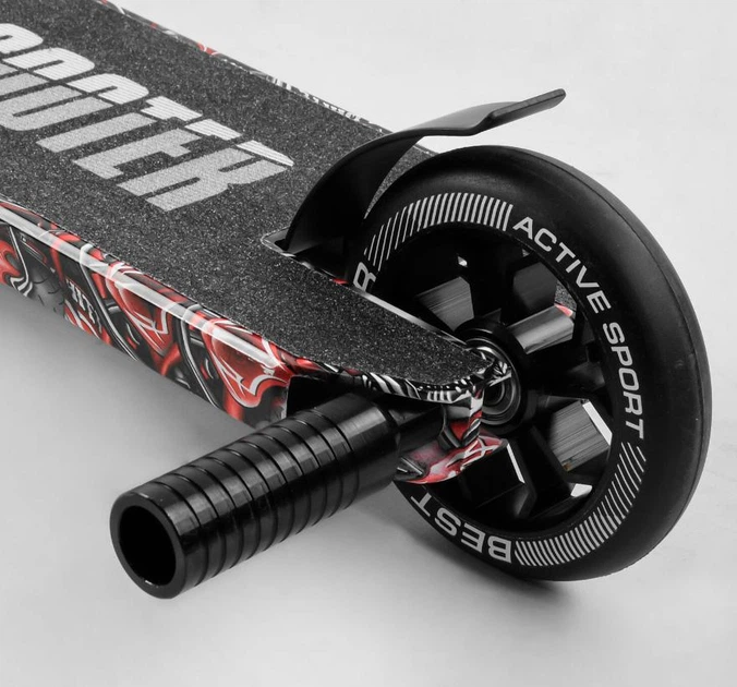 Самокат трюковый Best Scooter BS-77488 HIC-система, пеги, алюминиевый диск и противень с принтом. - изображение 4