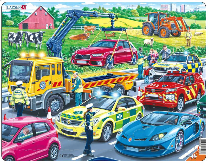Puzzle Larsen Pojazdy ratunkowe na autostradzie 26 elementów (7023852130803) - obraz 1