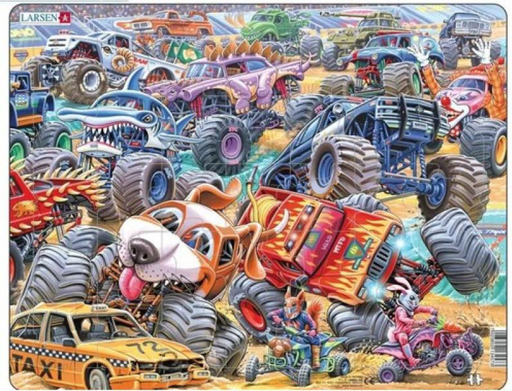 Puzzle Larsen Wyścig Monster Trucków 35 elementów (7023852134573) - obraz 1