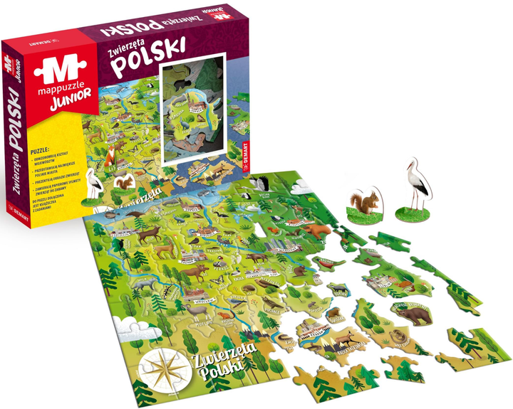 Puzzle Demart Mappuzle Junior Zwierzęta Polski 20 elementów (9788379126903) - obraz 1