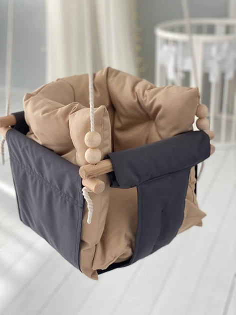 Підвісна тканинна дитяча гойдалка Comfort + Бежевий - Фото 2 Підвісна тканинна дитяча гойдалка Comfort + Бежевий - зображення 2