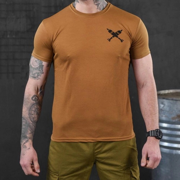 Потовідвідна чоловіча футболка з принтом Bayraktar Coolmax койот розмір 2XL - зображення 1
