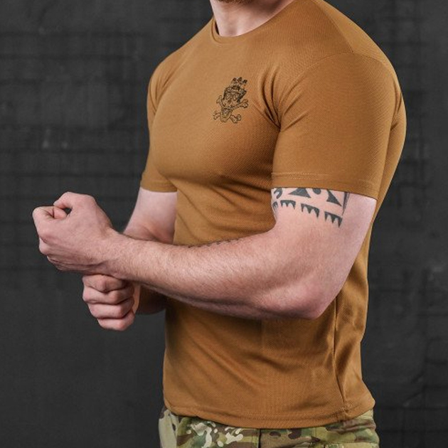 Потоотводящая мужская футболка Bayraktar Coolmax с принтом "Череп" койот размер L - изображение 2