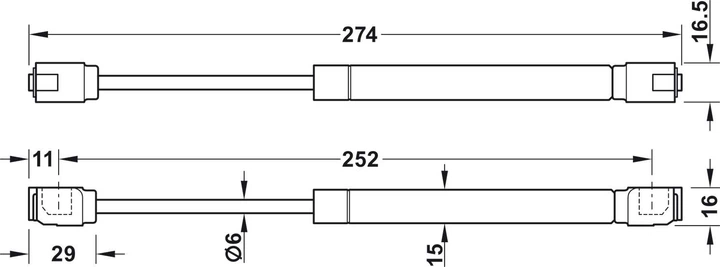 Мебельный амортизатор барный нижний 60N cеребристый (373.82.911) - изображение 3
