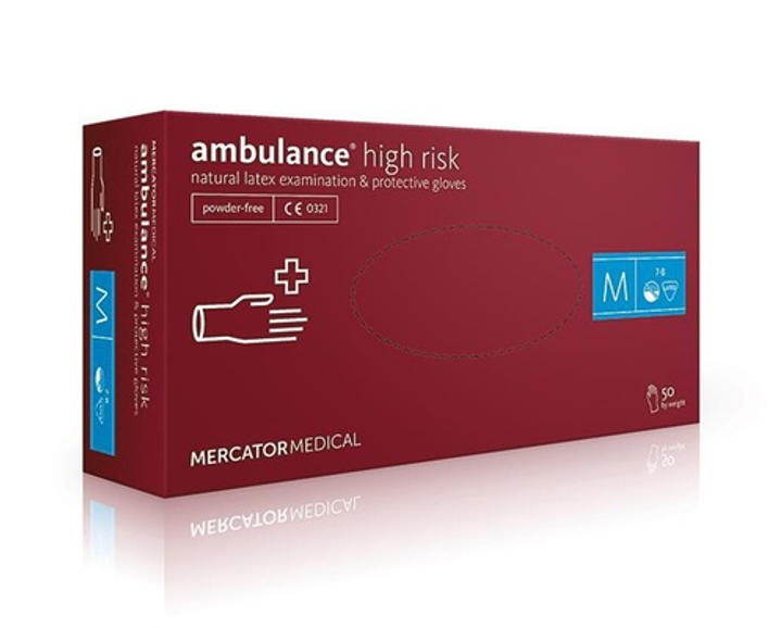 Перчатки резиновые Ambulance латекс, 3 размер (M), 28 см, синий - изображение 1