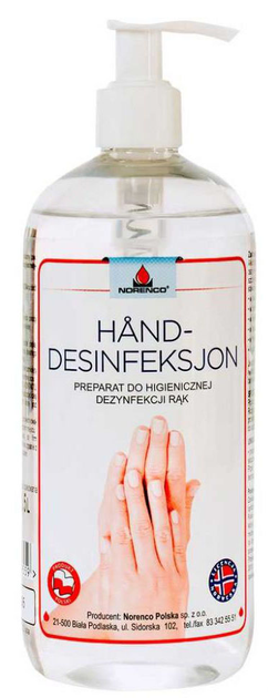 Антисептик для дезінфекції рук Norenco Hand-Desinfeksjon з дозатором 500 мл (5907476629559) - зображення 1