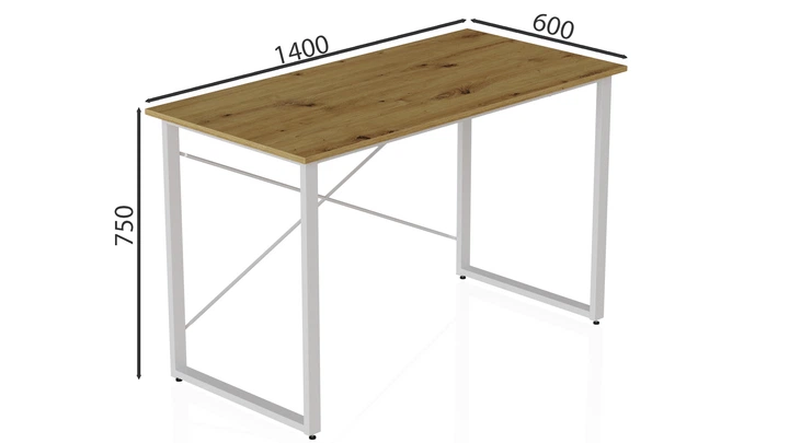 Комп'ютерний стіл Ferrum-decor Дейв 75x140x60 білий ДСП Дуб Артізан 32мм (DEY2147) - зображення 2