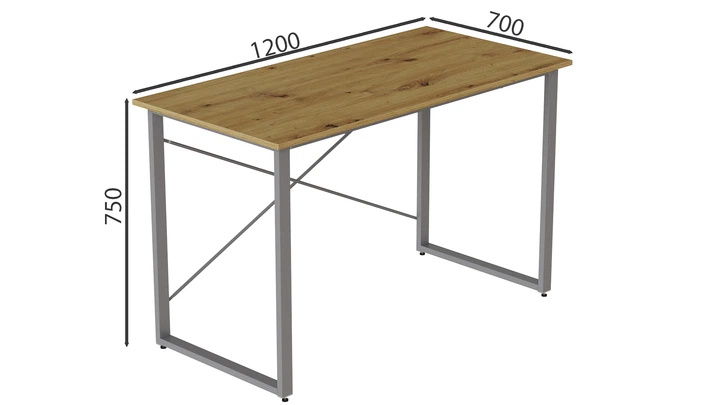Компьютерный стол Ferrum-decor Дейв 75x120x70 серый ДСП Дуб Артизан 32мм (DEY2143) - Фото 6 Компьютерный стол Ferrum-decor Дейв 75x120x70 серый ДСП Дуб Артизан 32мм (DEY2143) - изображение 6