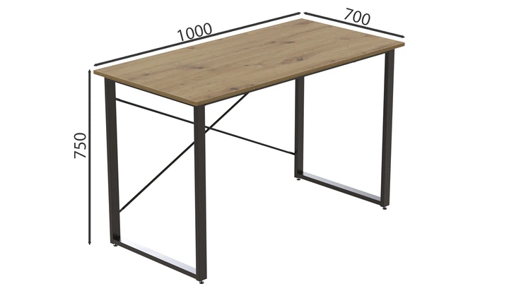 Компьютерный стол Ferrum-decor Дейв 75x100x70 черный ДСП Дуб Артизан 16мм (DEY2132) - Фото 2 Компьютерный стол Ferrum-decor Дейв 75x100x70 черный ДСП Дуб Артизан 16мм (DEY2132) - изображение 2
