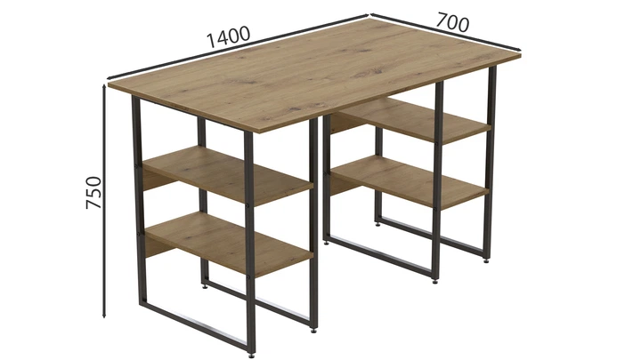 Компьютерный стол Ferrum-decor Карэн 75x140x70 черный ДСП Дуб Артизан 16мм (KARE2360) - изображение 3