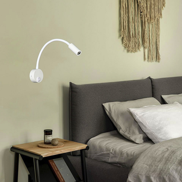 Белое прикроватное бра на гибкой ножке LED (920-V4001 WH) - изображение 2