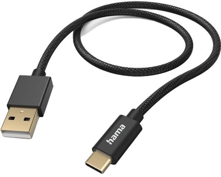 Кабель Hama Fabric USB Type-A - USB Type-C M/M 1.5 м Black (4047443487063) - зображення 1