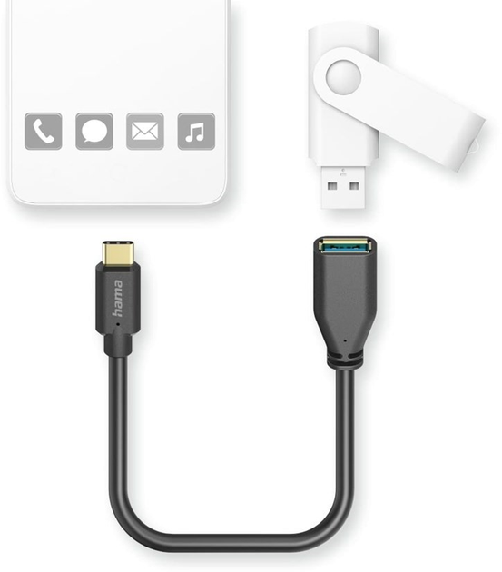 Kabel Hama USB Type-A - USB Type-C F/M 0.5 m Black (4047443487230) - obraz 1