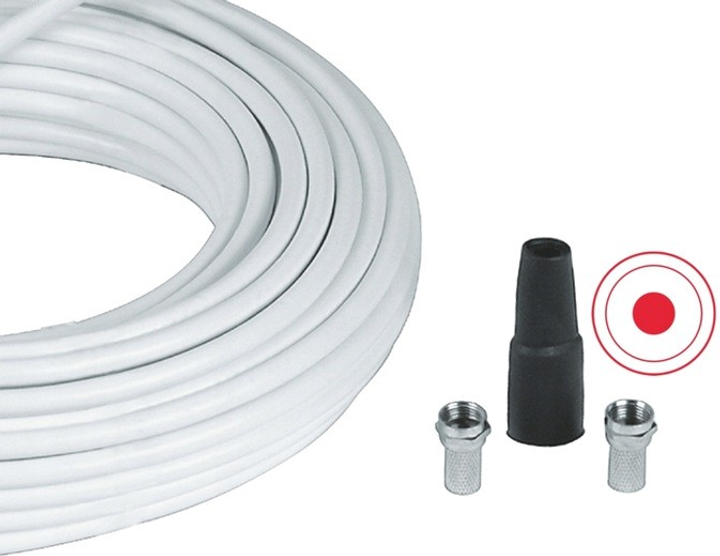 Kabel antenowy Hama 75dB osłona + wtyk F 2 szt F/F 10 m White (4007249566065) - obraz 2