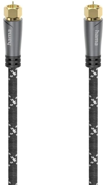 Kabel antenowy Hama Premium Koaksjalny-F - Koaksjalny-F M/M 120DB 1.5 m Black/Grey (4047443440280) - obraz 1