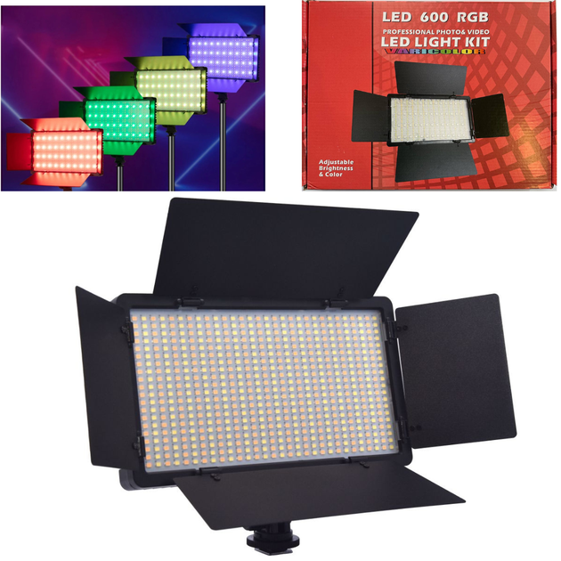 Профессиональный видеосвет Varicolor PRO LED U600+ RGB (3200-5600K) с сетевым адаптером + Штатив - изображение 2