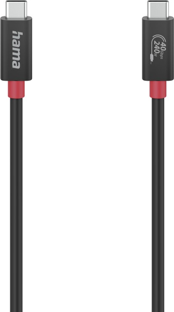 Kabel Hama USB Type C M/M 1 m Black (4047443494122) - obraz 1