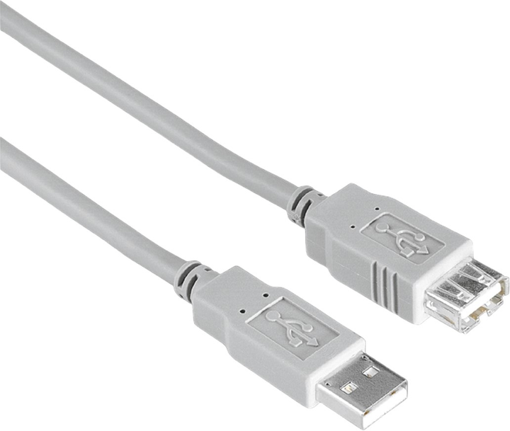 Kabel Hama USB Type A M/F 3 m Grey (4047443442406) - obraz 1