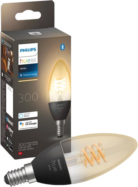 Żarówka LED Philips Hue C37 E14 4.5W White Filament (8719514302235) - obraz 1
