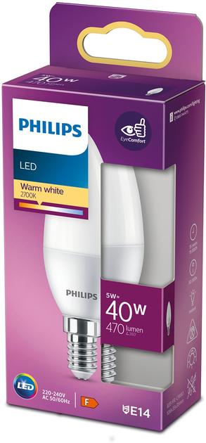 Світлодіодна лампа Philips B35 E14 5W Warm White Matte (8719514309364) - зображення 2