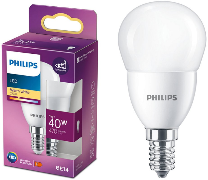 Żarówka LED Philips P45 E14 5W Warm White Matte (8719514309388) - obraz 1