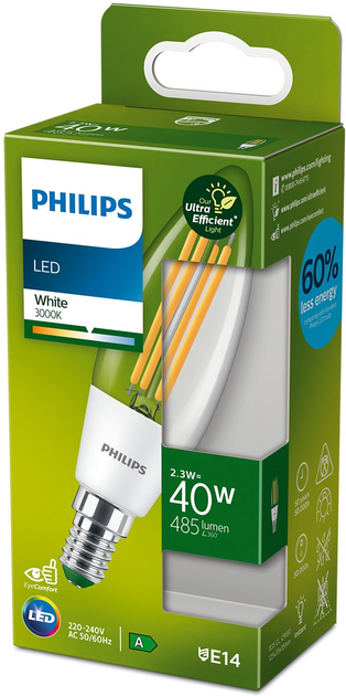 Żarówka LED Philips UltraEfficient B35 E14 2.3W White (8719514435759) - obraz 1