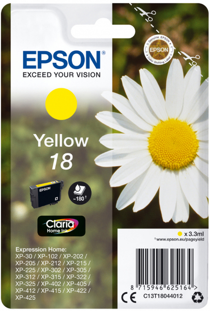 Картридж Epson TIN T18044012 Yellow 3.3 мл (C13T18044012) - зображення 1