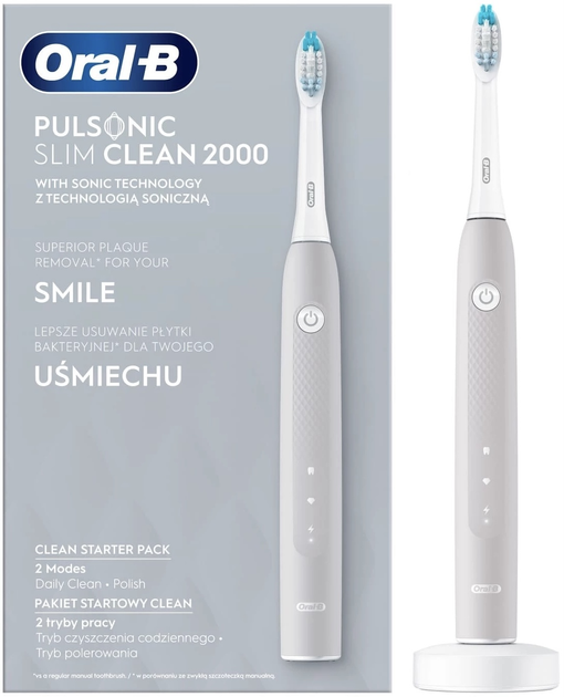Elektryczna szczoteczka do zębów Oral-b Braun Pulsonic Slim Clean 2000 Grey (4210201305842) - obraz 1