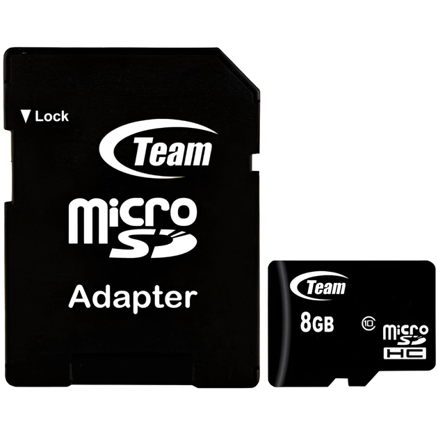 Карта памяти Team microSDHC 8GB (UHS-I) W-14 MB/s, R-20 MB/s Class 10 (TUSDH8GCL1003) + SD Adapter - изображение 3