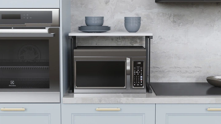 Підставка для мікрохвильовки Kitchen K301 Ferrum-decor 400x550x350 Чорний метал ДСП Білий 16 мм (KITCH30101) - зображення 4