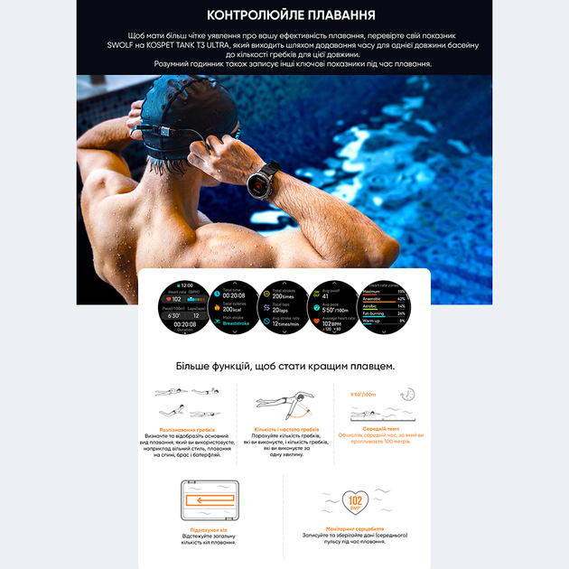 Мужские часы Kospet Smart Tank T3 ULTRA Silver + Compass - изображение 13