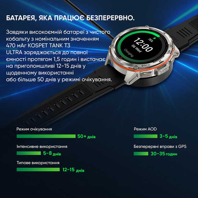 Мужские часы Kospet Smart Tank T3 ULTRA Silver + Compass - изображение 19