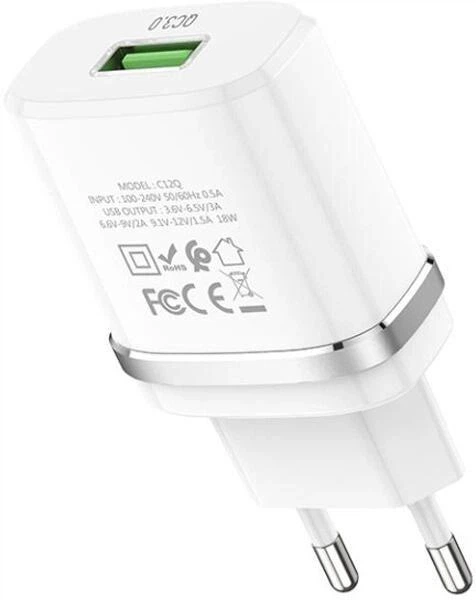 Мережевий зарядний пристрій Hoco 18W зі швидкою зарядкою Smart QC3.0 charger White - Фото 3 Мережевий зарядний пристрій Hoco 18W зі швидкою зарядкою Smart QC3.0 charger White - зображення 3