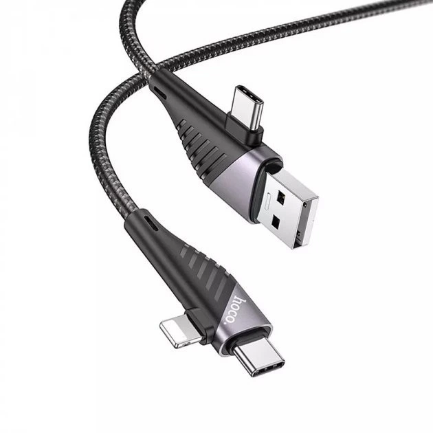 Кабель Hoco 4в1 USB/Type-C to Type-C/Lightning PD 1,2м U95 Black (U95_Multi) - Фото 5 Кабель Hoco 4в1 USB/Type-C to Type-C/Lightning PD 1,2м U95 Black (U95_Multi) - изображение 5