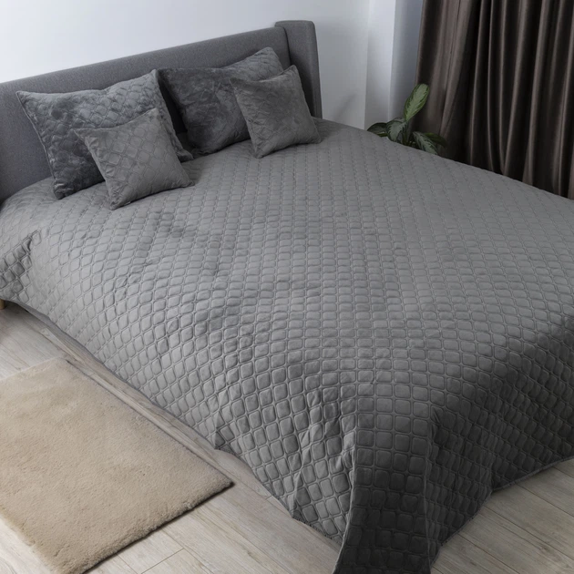 Покрывало ТЕП Velour Ромб круглый Серое Двуспальное 180x240 см Велюр (2000008658355/4-00516_22392) - изображение 5