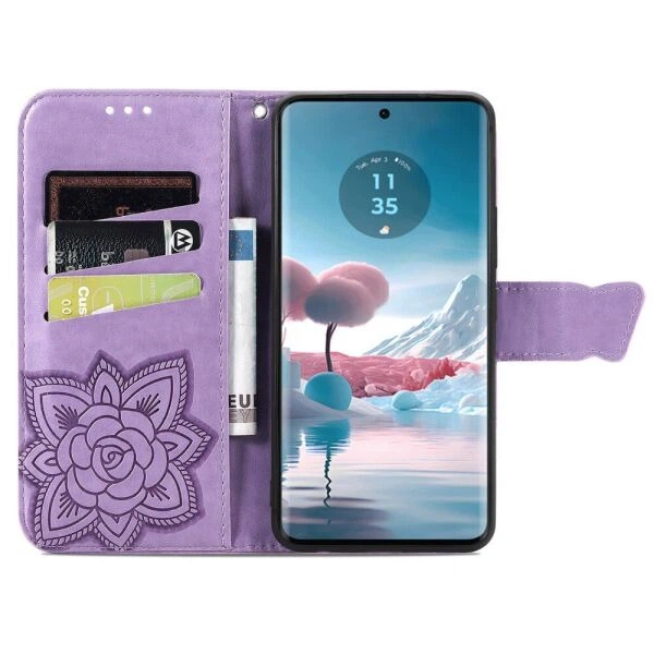 Чехол-книжка с рисунком UniCase Butterfly Pattern для Motorola Edge 40 Neo - Light Purple - изображение 2