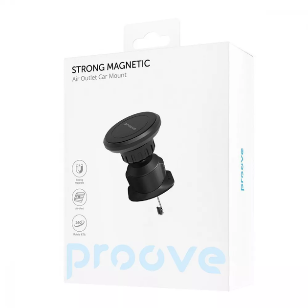 Автодержатель для телефона Proove Strong Magnetic Air Outlet Car Mount Black - Фото 4 Автодержатель для телефона Proove Strong Magnetic Air Outlet Car Mount Black - изображение 4