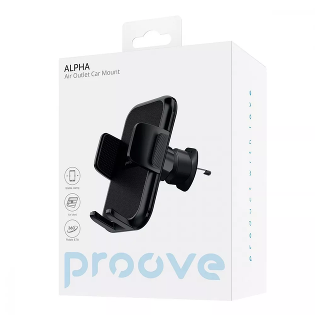 Автодержатель для телефона Proove Alpha Air Outlet Car Mount Black - Фото 5 Автодержатель для телефона Proove Alpha Air Outlet Car Mount Black - изображение 5