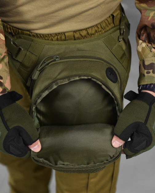 Тактическая поясная сумка на ногу Cordura 1000D олива (14674) - изображение 2
