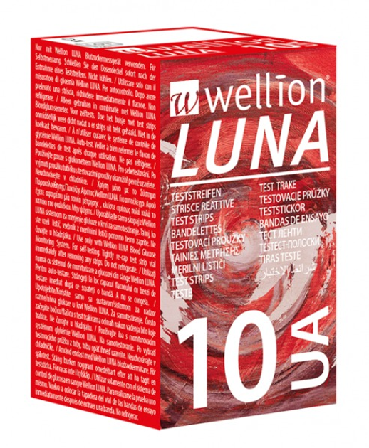 Тест смужки для тестування рівня сечової кислоти в крові Wellion Luna 10 штук (4426-46209) - зображення 1
