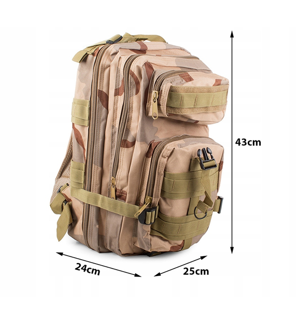 Рюкзак тактичний штурмовий Dominator, військовий 30L (камуфляж світло коричневий) ON-077 - изображение 2