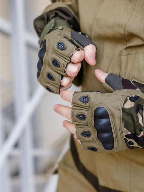 Тактичні перчатки, рукавички армійські без пальців (камуфляж) ON-014 - зображення 1