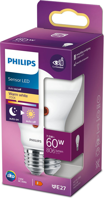 Светодиодная лампа Philips Sensor LED A60 E27 7.5W Warm White ...