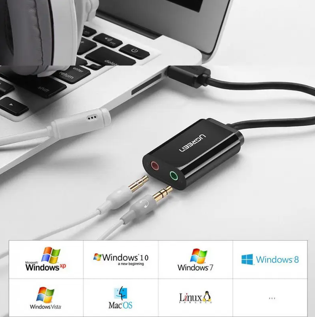 Внешняя звуковая карта Ugreen US205 USB 2.0 to 2 x Jack 3.5mm (30724) - изображение 2