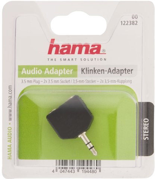 Adapter Hama mini-jack 3.5 mm - 2 x mini-jack 3.5 mm Black (4047443194480) - obraz 2